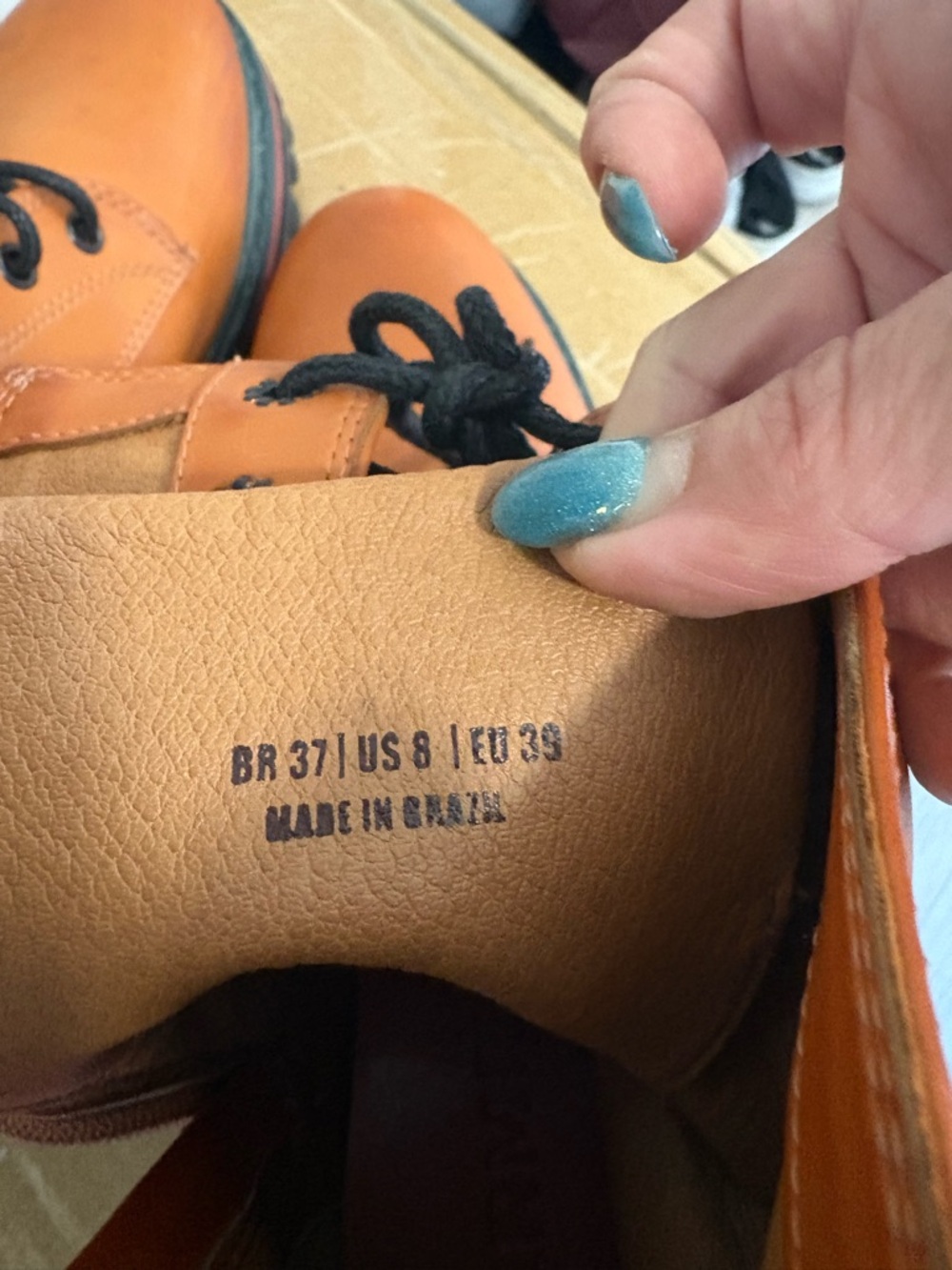 FARM Rio Orange Leather Lace-Up Boots with Black Laces - Picture 6 of 6